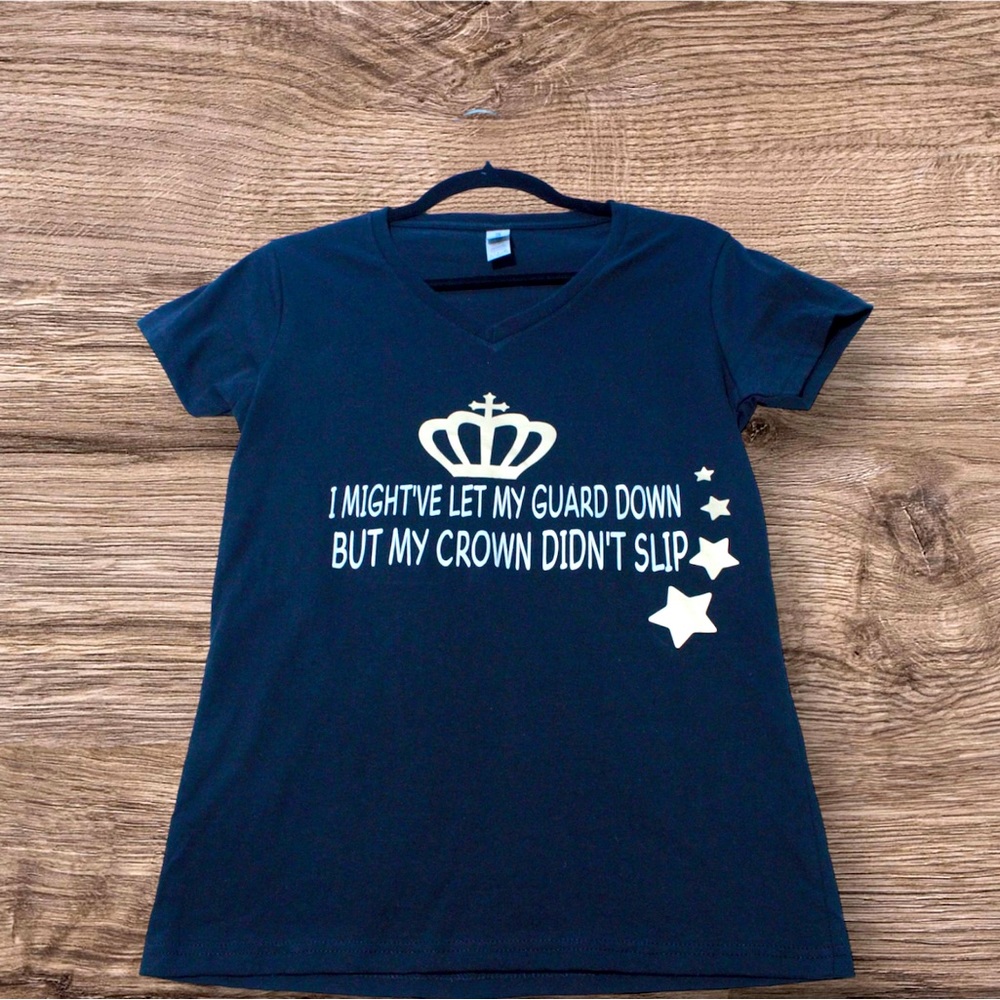 Black and gold short sleeves, positive affirmation t-shirt for women.